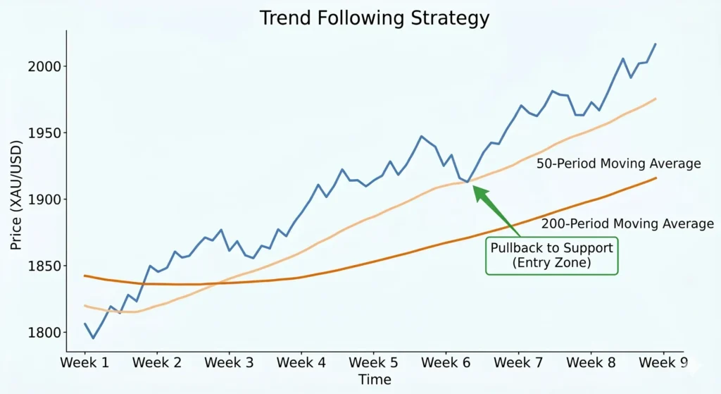 trend-following strategy example for XAUUSD